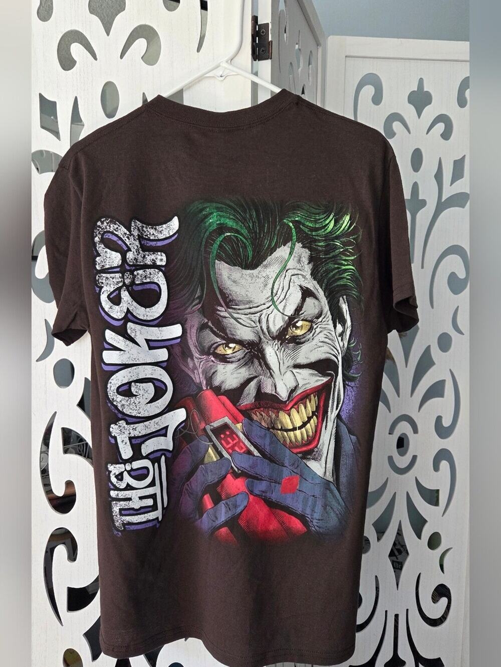 CVLA DC Comics The Joker Graphic Tee Mens M Dark Brown Jumbo Back Print New